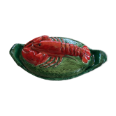 Plat avec couvercle homard en barbotine des années 60