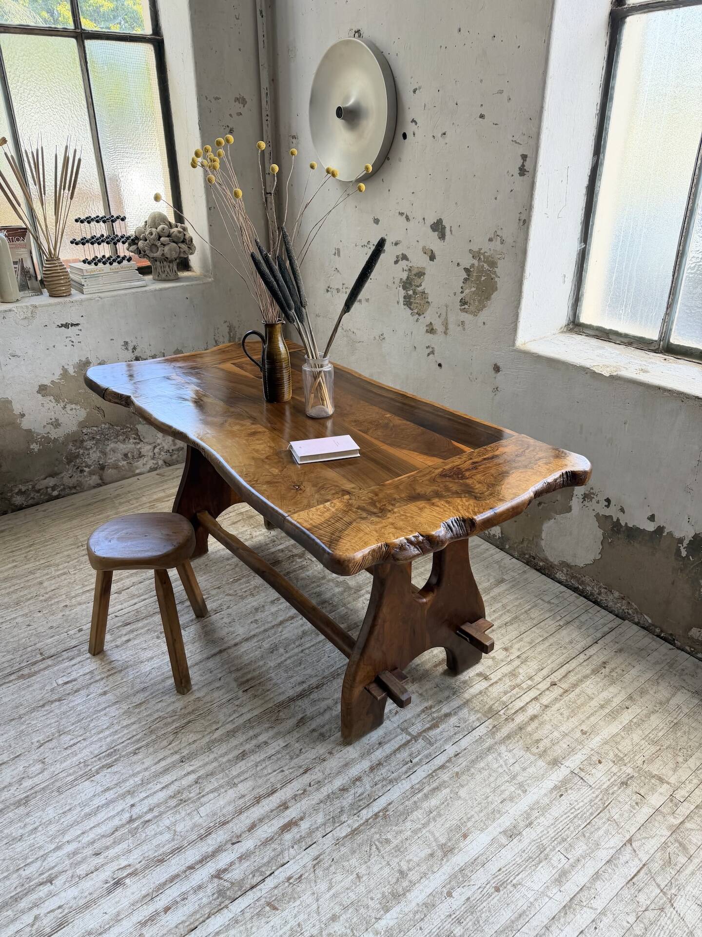 Dining table in solid olive wood Maison Skela 1960