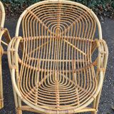 Pair of vintage rattan armchairs