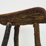 Old Brutalist tripod coffee table with 2 stools