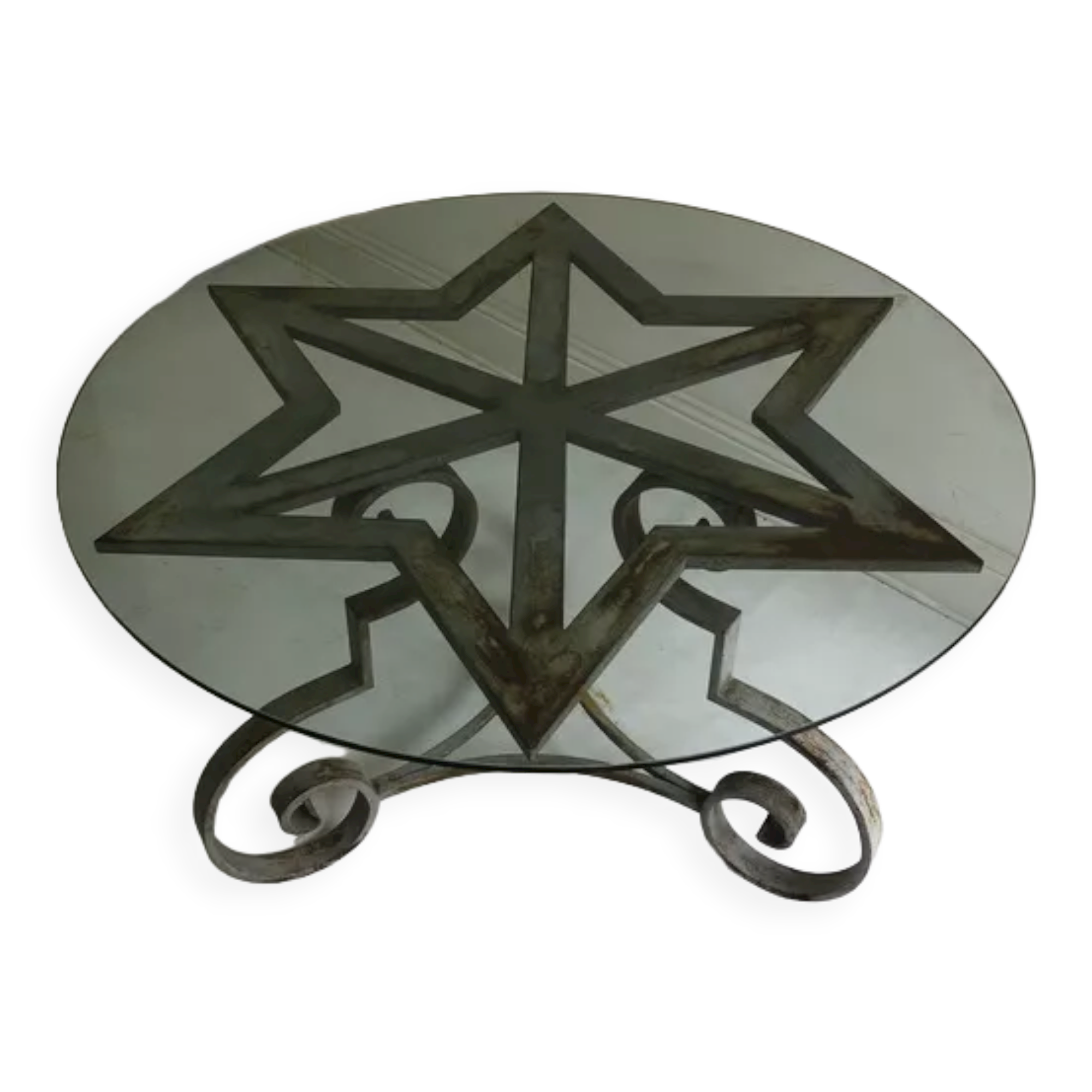 Star shaped cast iron round dining table 1970