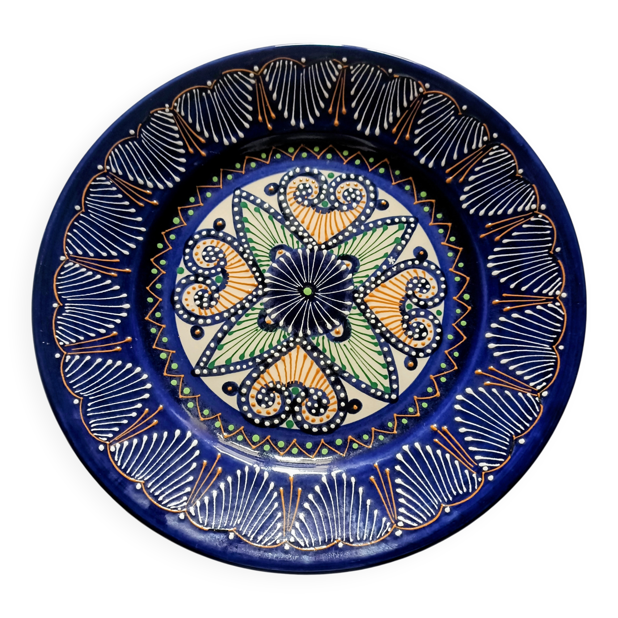 HB Quimper plate with pearl/embroidery signed P. Poquet