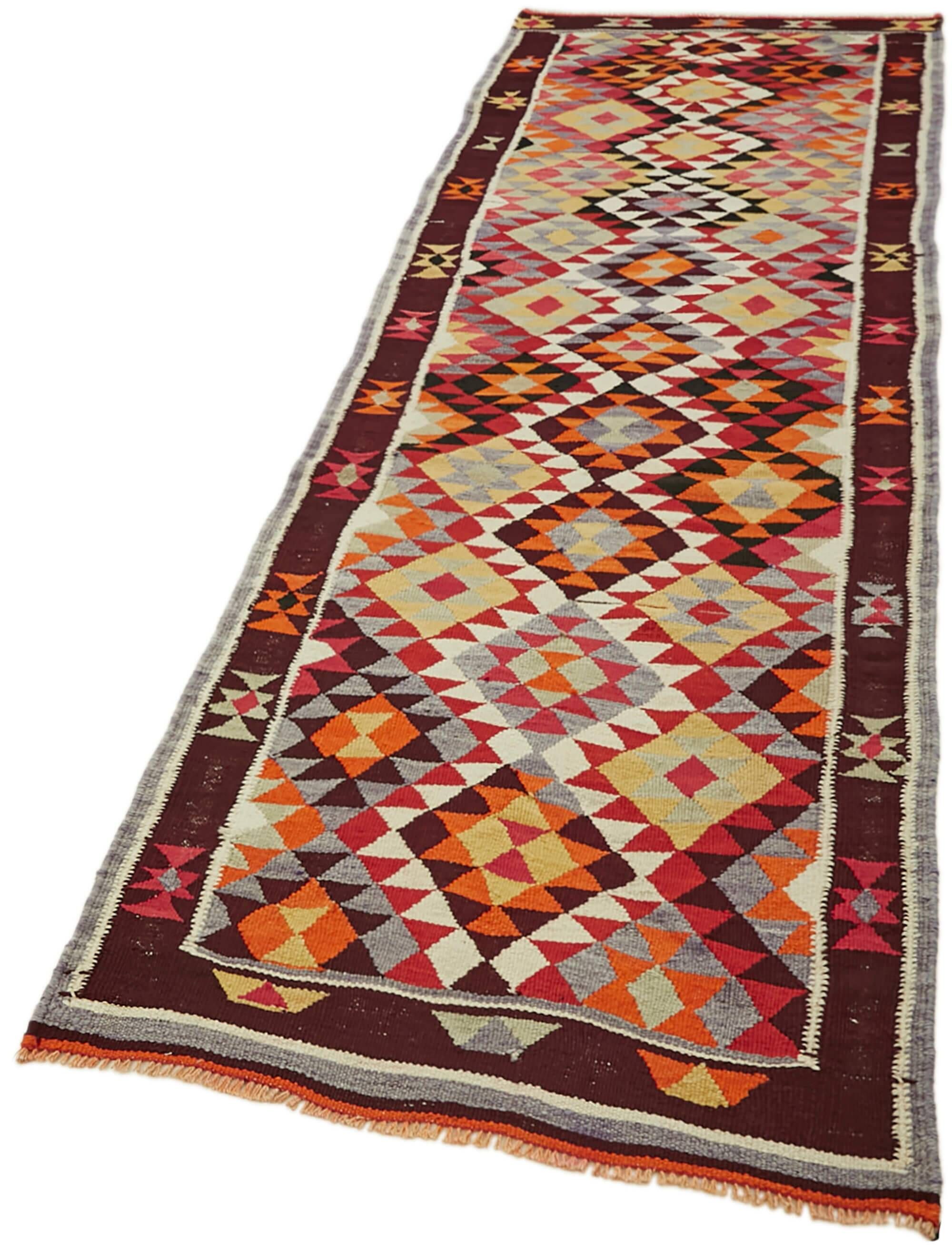 Turkish Handwoven Vintage Herki Kilim 102 cm x 320 cm