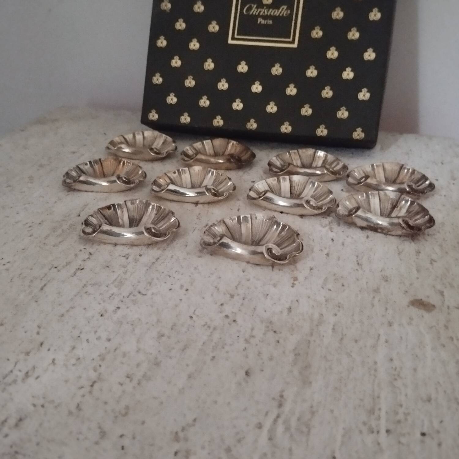 10 Christofle silver-plated knife rests
