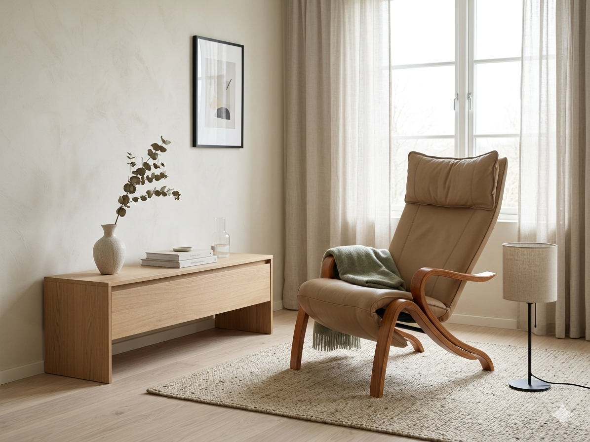 Scandinavian Leather Lounge Chair Westnofa Relax, 1980s