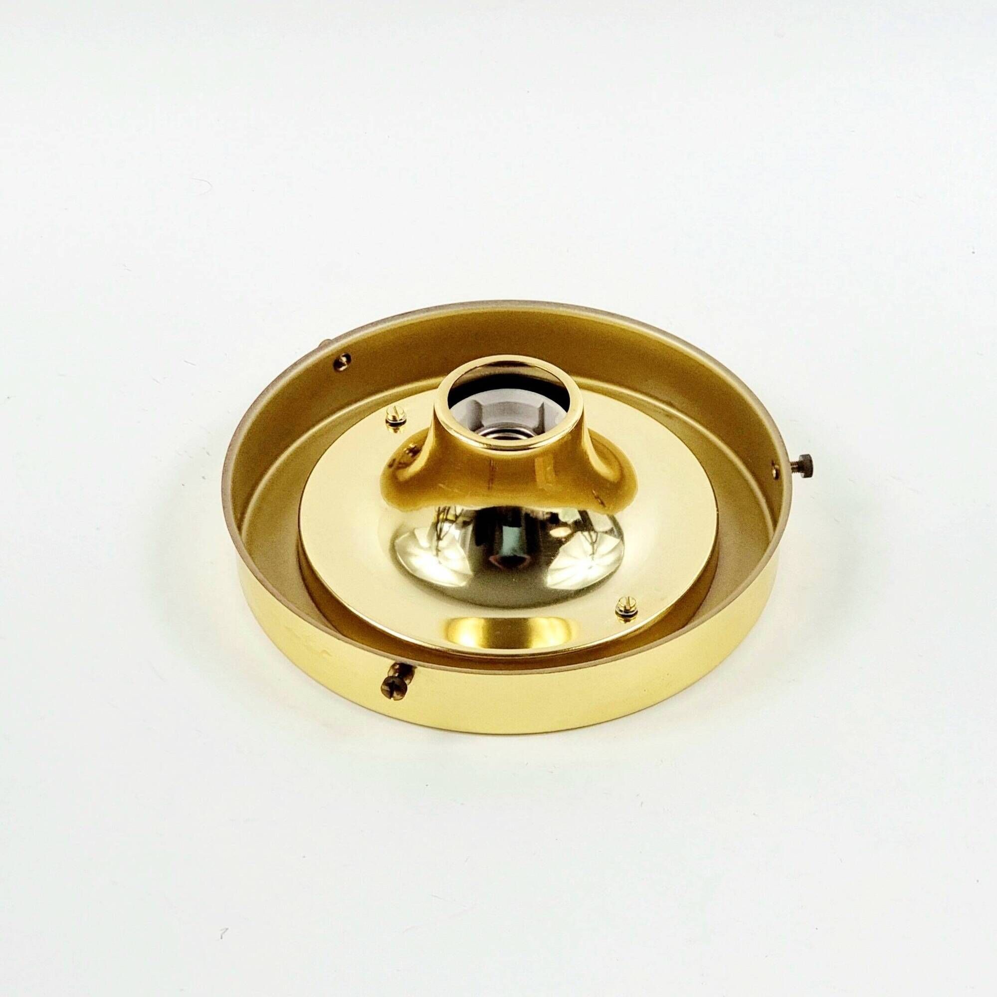 Mid-Century Glass & Brass Ceiling Light or Wall Lamp - Limburg, 1960s/1970s