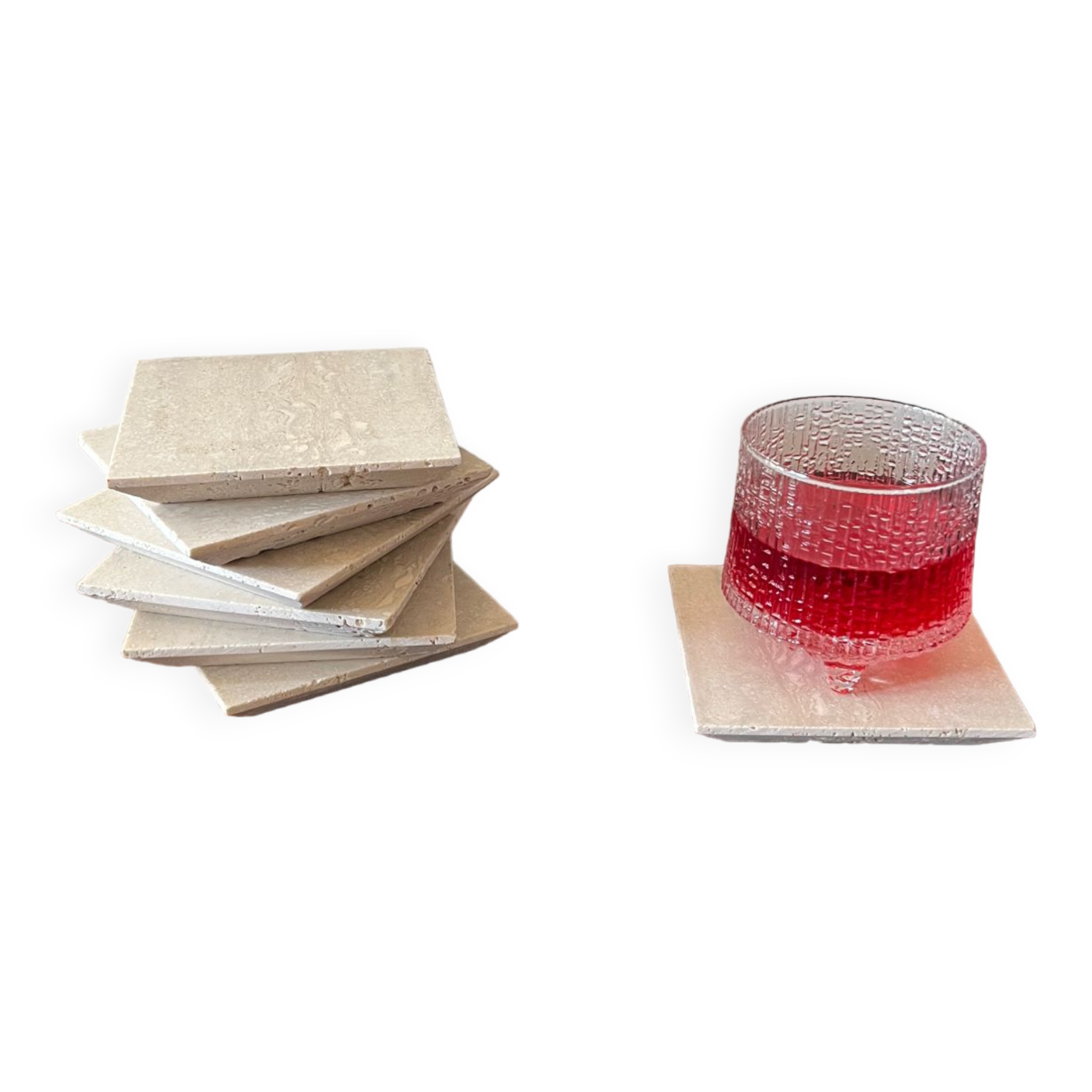 7 travertine marble coasters