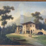 Beautiful painting XIX Landscape light sign 72 x 57