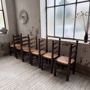 Straw chairs oak 1940s Dudouyt