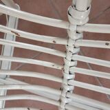 Fauteuil coquille en rotin blanc