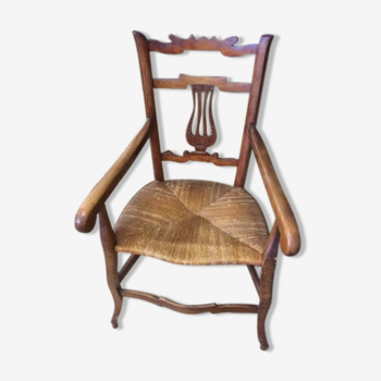 Fauteuil bois et paille