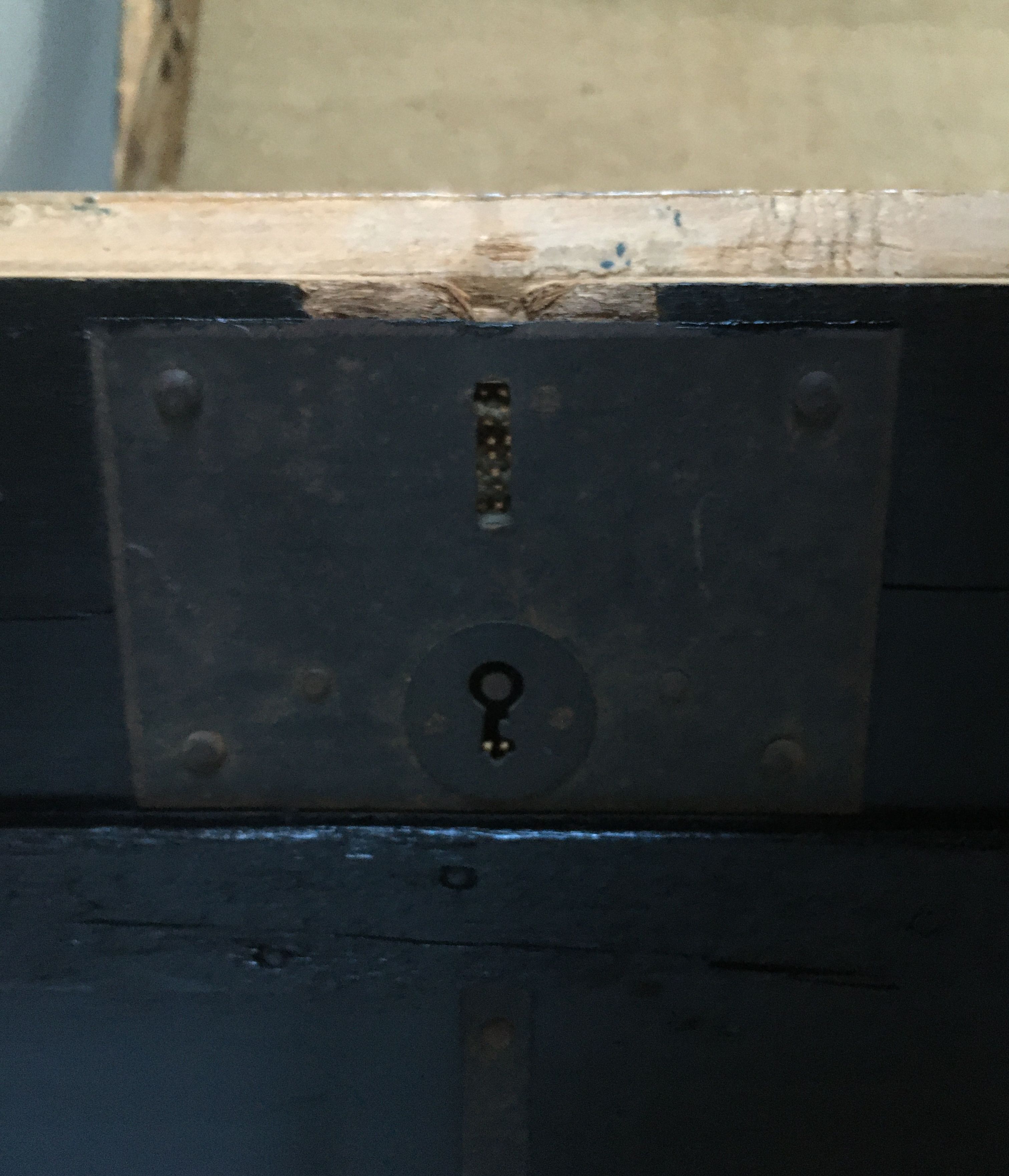 Old 19th century wooden travel chest