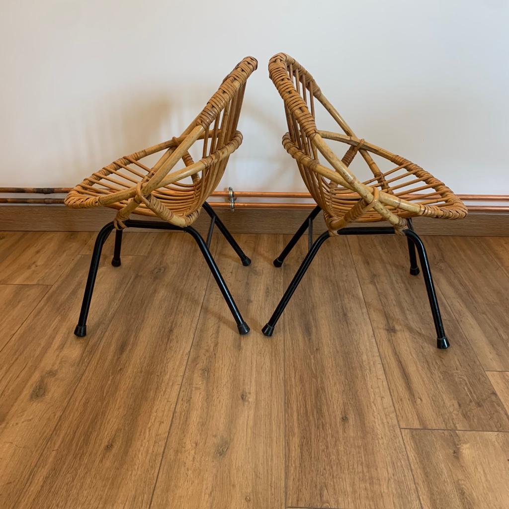 Pair of rattan armchairs for children