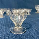 Set of 12 hand-sized crystal glasses with flower decoration