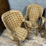Set of 4 chestnut woven armchairs
