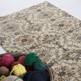 Dark gray & beige vintage rug, 206x102 cm