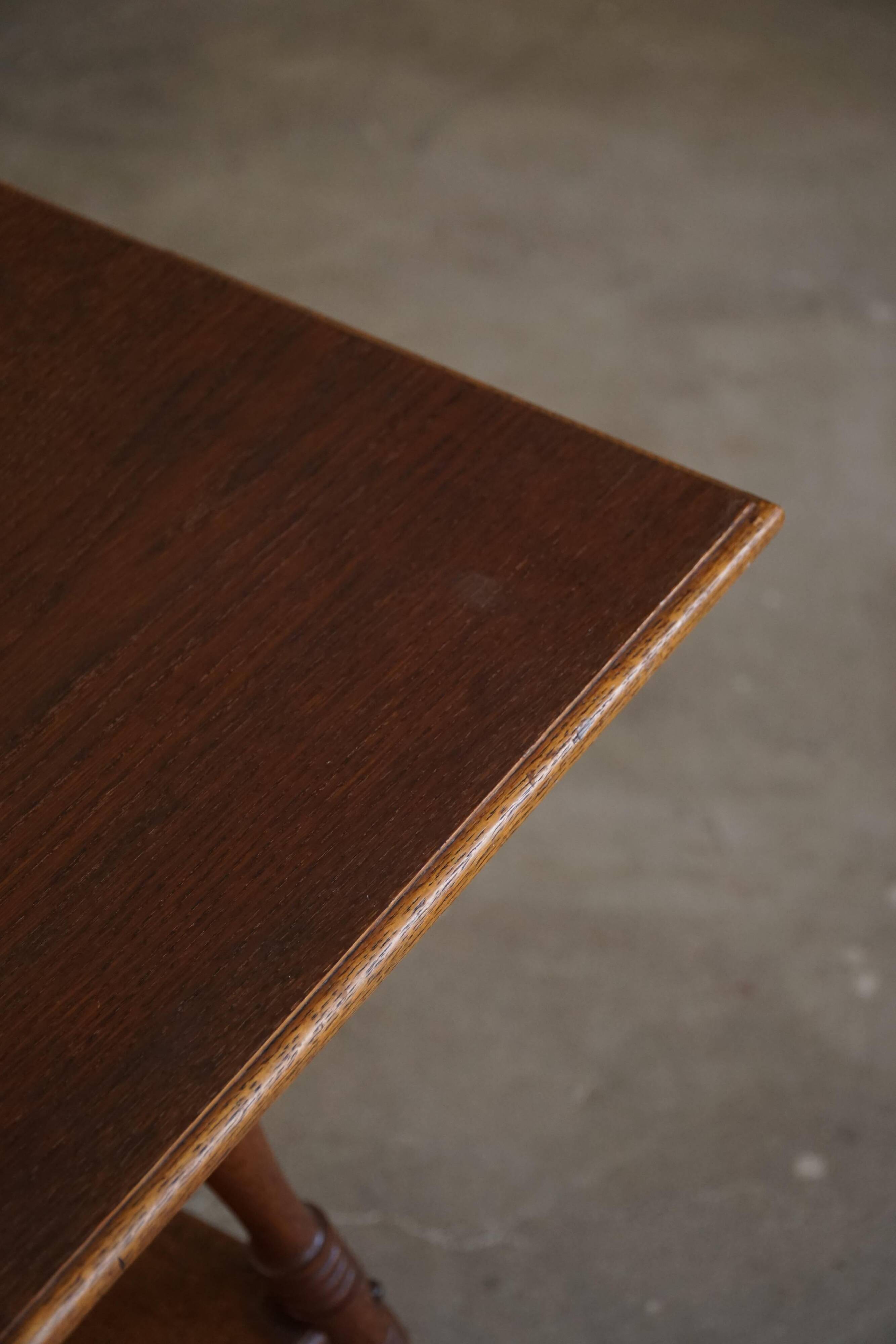 Square side table in solid oak, mid-century modern, 1960s.