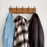 Wall-mounted coat rack with 5 hooks – vintage style – patinated wood & metal
