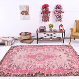 5x8 Pink Brown Vintage Area Rug 175x253Cm