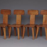 Brutalist elm wood dining chairs 1970s