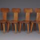 Brutalist elm wood dining chairs 1970s