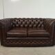 Brown leather chesterfield sofa two places