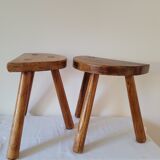 Pair of half-moon tripod stools