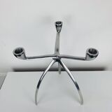 Space Age tripod candle holder by De Bijenkorf in aluminum, 1970s