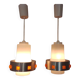 Pair of 1970s Space Age glass and aluminum lamps
