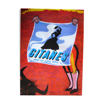 GITANES cigarettes poster "with or without filters"