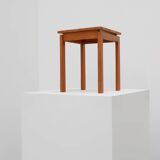 Vintage side table in pine wood tiled with mosaic, Belgium 1950s