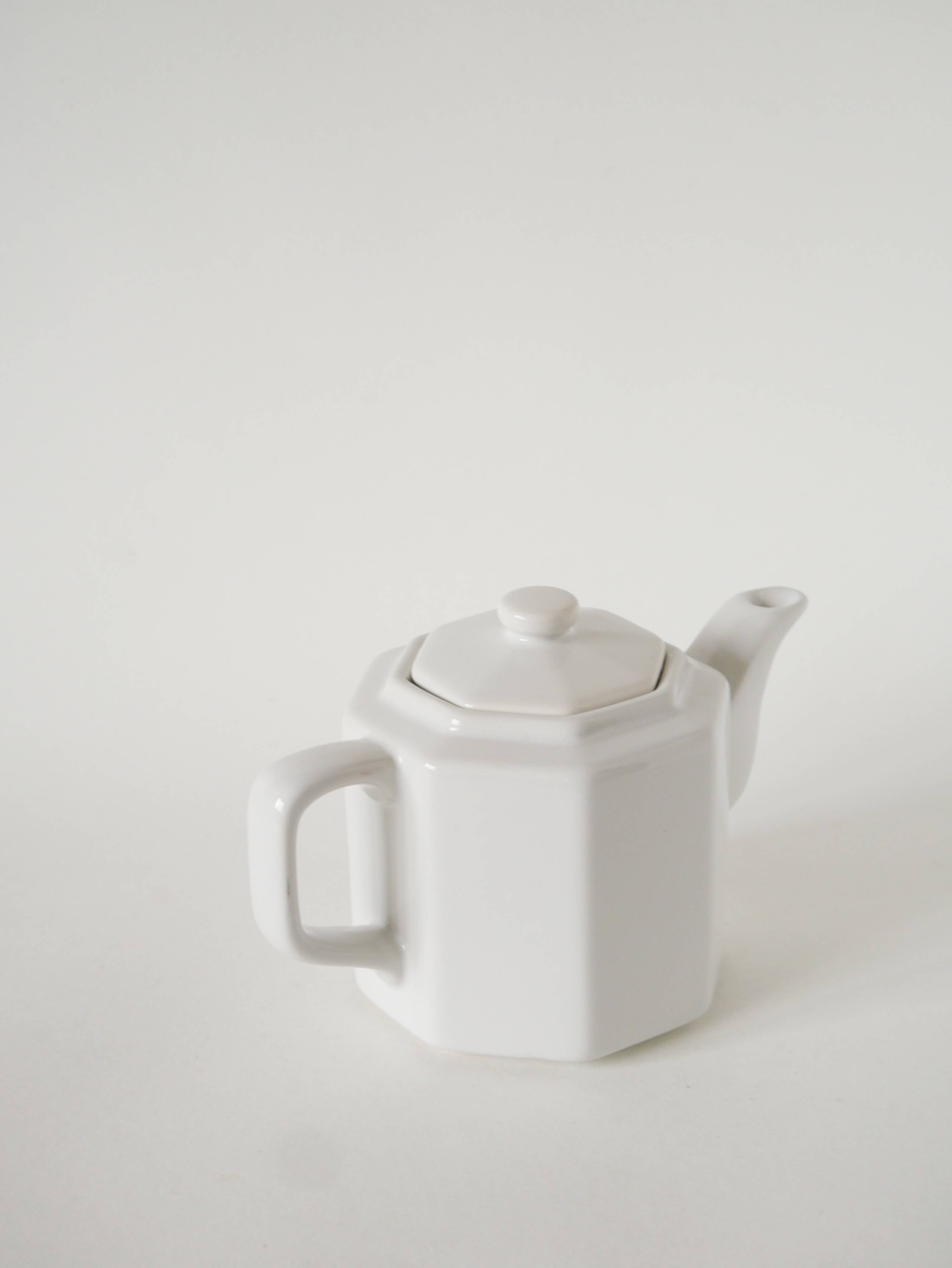 Large faceted ceramic teapot, White, 1950