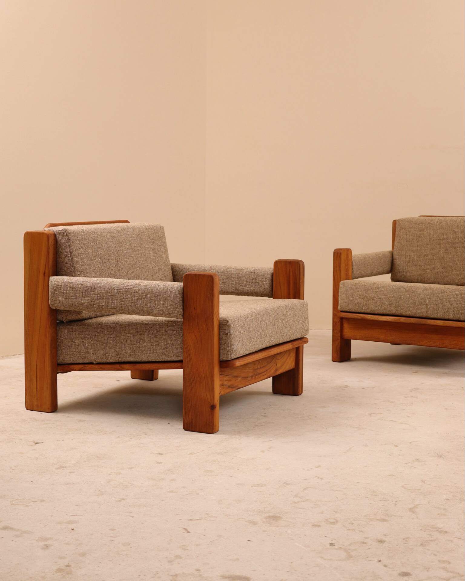 Fauteuils en orme, 1980’s
