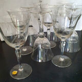 11 Large crystal glasses engraved Boch geometric pattern