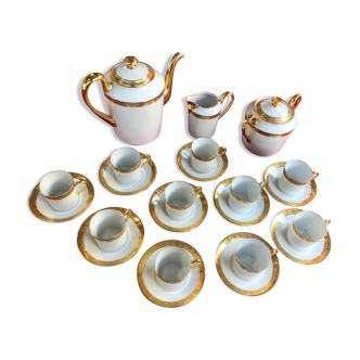 White and gold limoges porcelain coffee service
