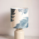 White enamelled mustard pot lamp, fern pattern