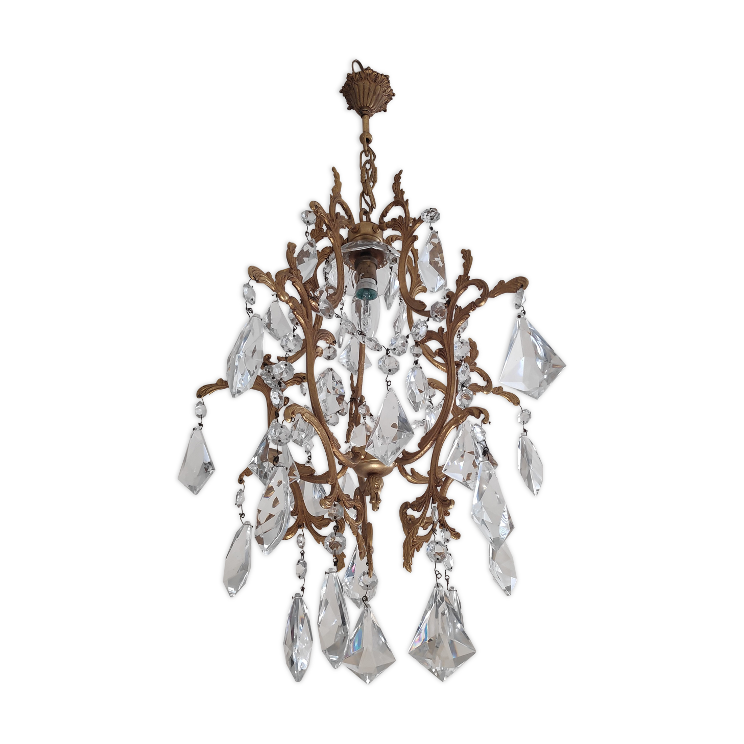 Bronze cage chandelier and crystal grapevines