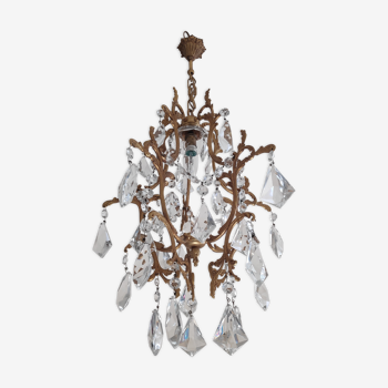 Bronze cage chandelier and crystal grapevines