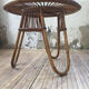 Table rotin et verre vintage