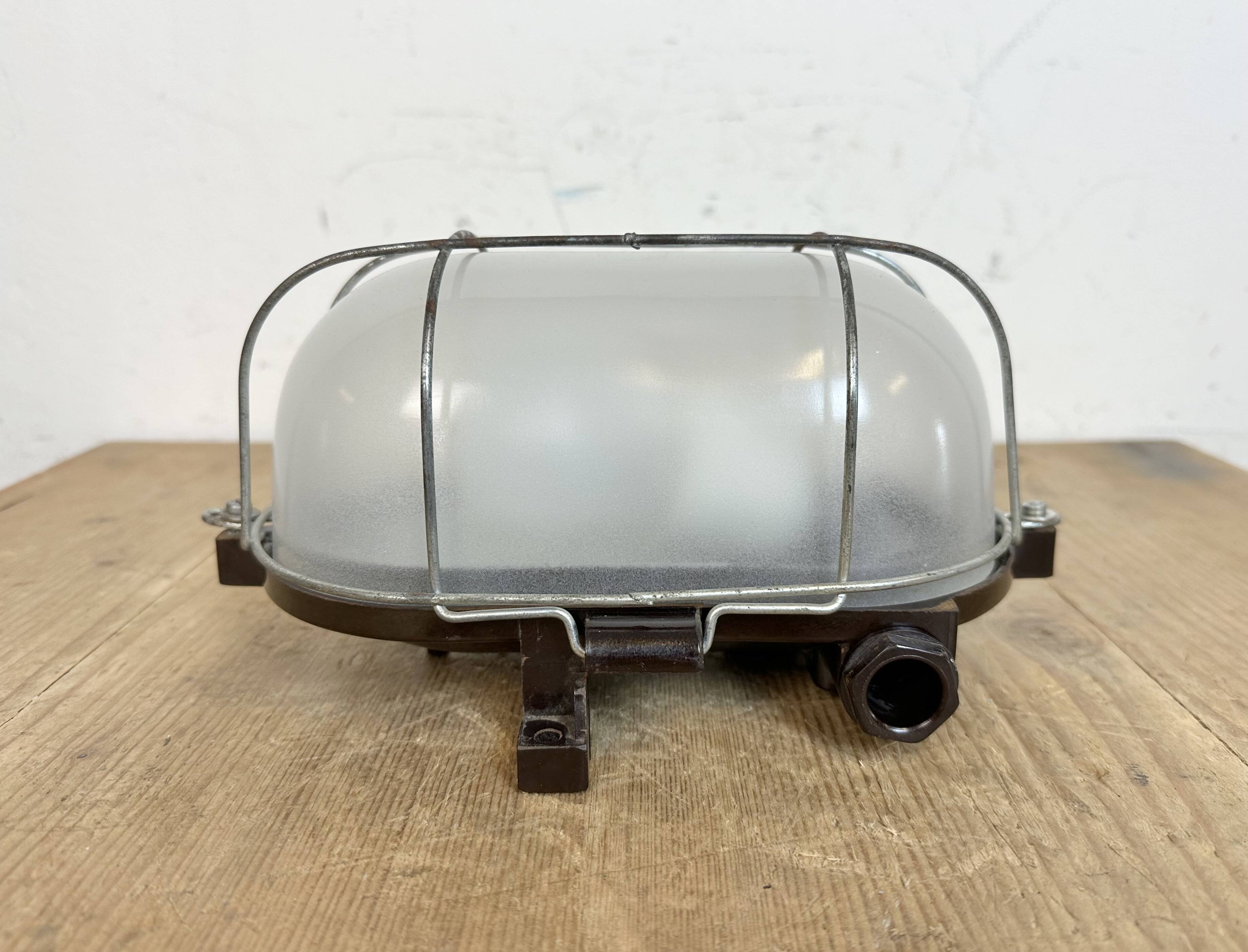 Industrial Brown Bakelite Wall Light with Milk Glass, 1960s