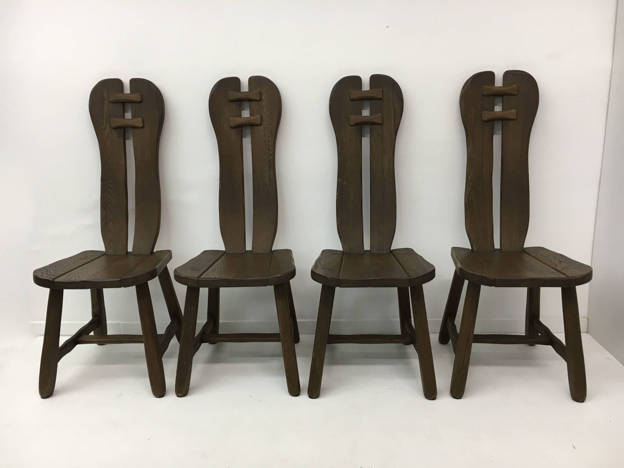 Set of 4 Belgian Brutalist Dining Chairs from De Puydt, 1970’s