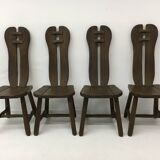 Set of 4 Belgian Brutalist Dining Chairs from De Puydt, 1970’s