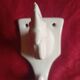 RARE WHITE PORCELAIN COAT HOOK WITH ROOSTER MOTIF