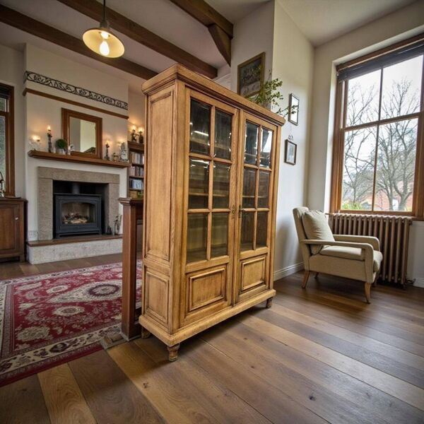 Vitrine en bois vintage / bibliothèque / étagère