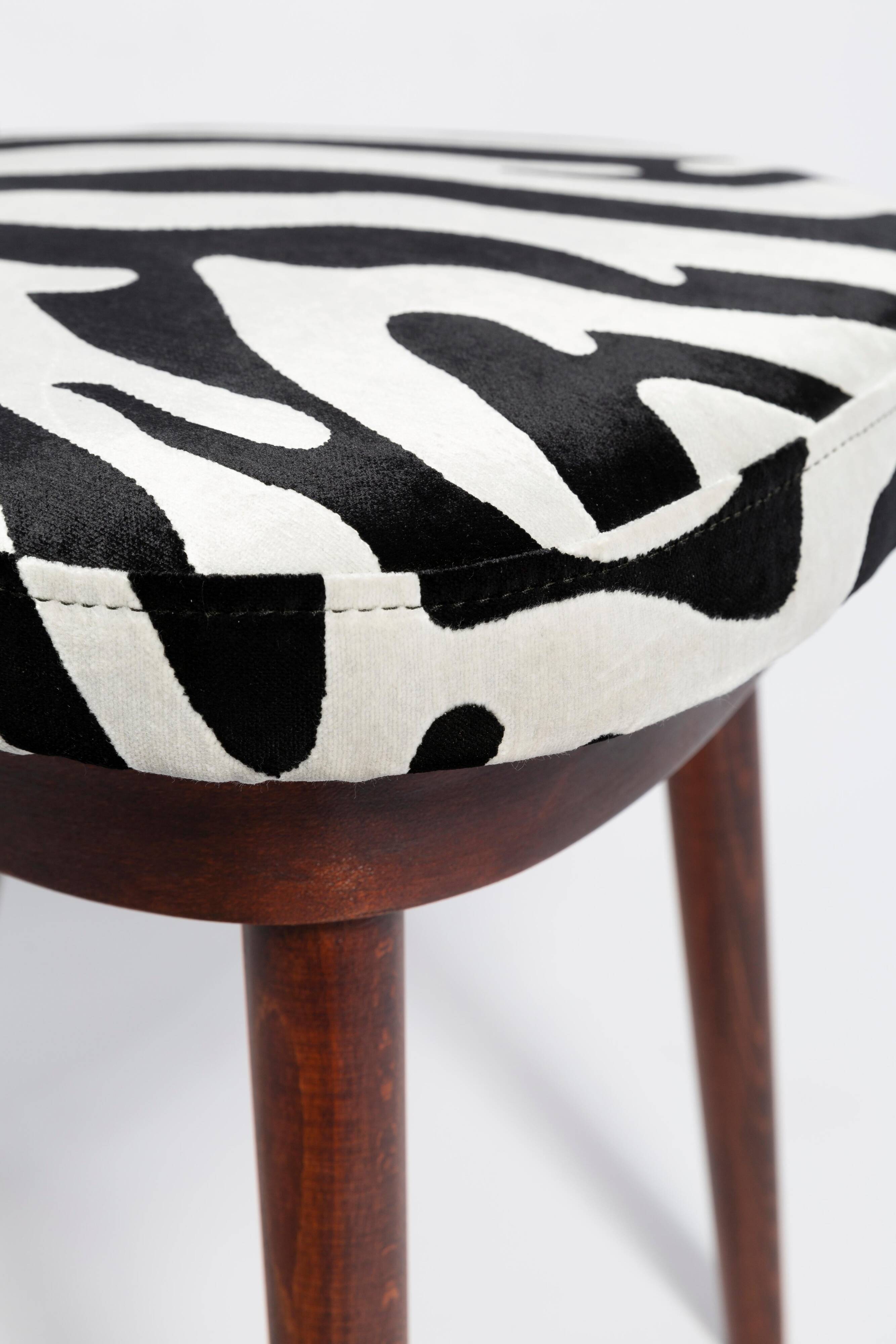 Heart-shaped chair with black and white zebra pattern, Poland, 1960s
