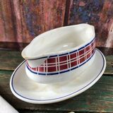 Gravy boat art deco white and red Villeroy and Boch model Rosario