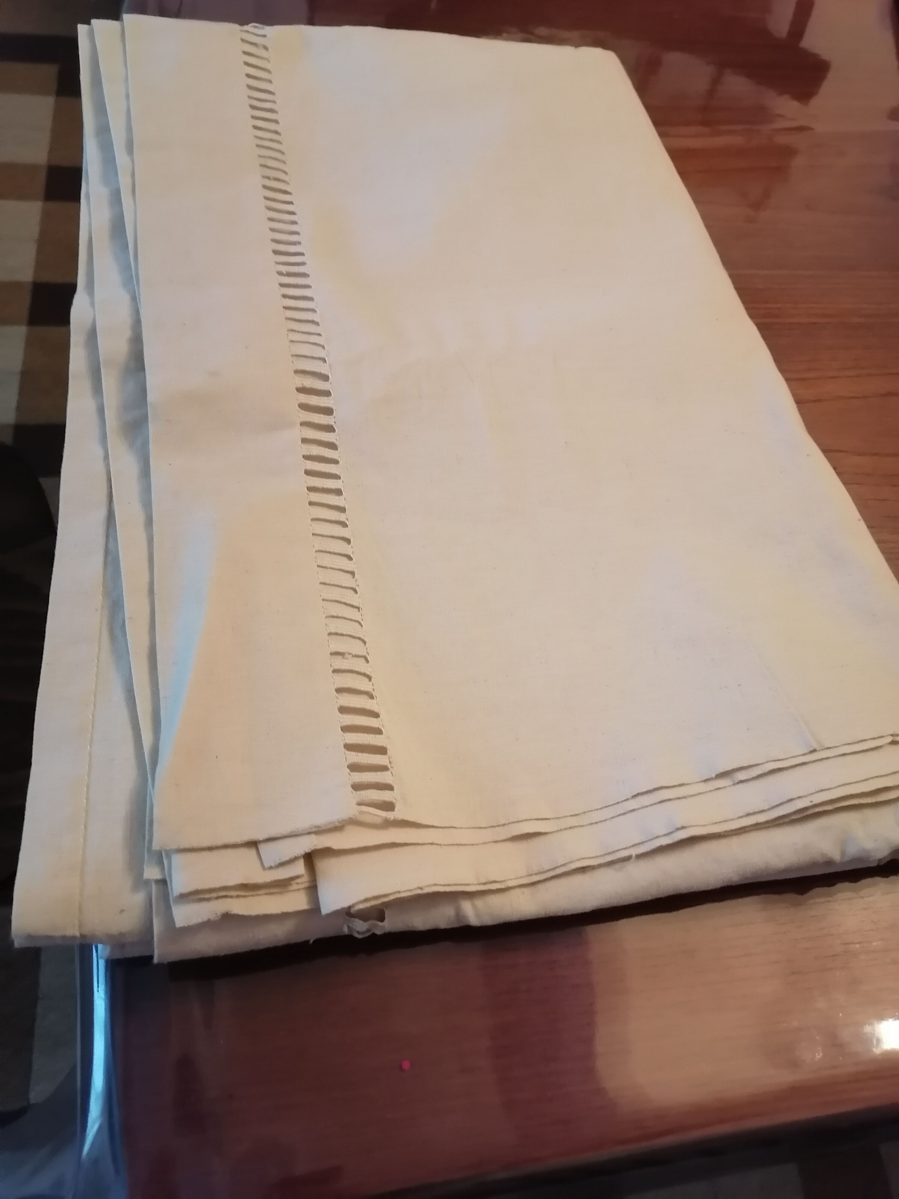 Ecru canvas sheet metis blue flower