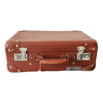 Fibavelin brown gold vulcanized fiber cardboard suitcase