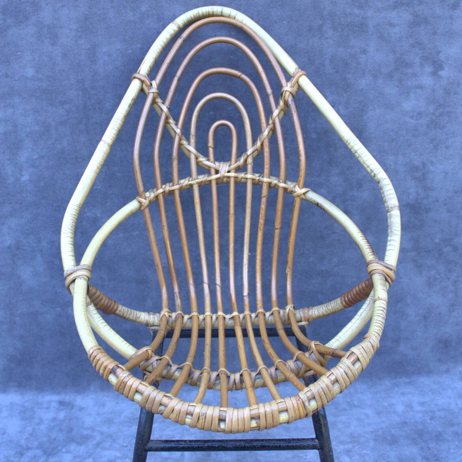 Vintage rattan children's chair by Rohé Noordwolde, 1960s