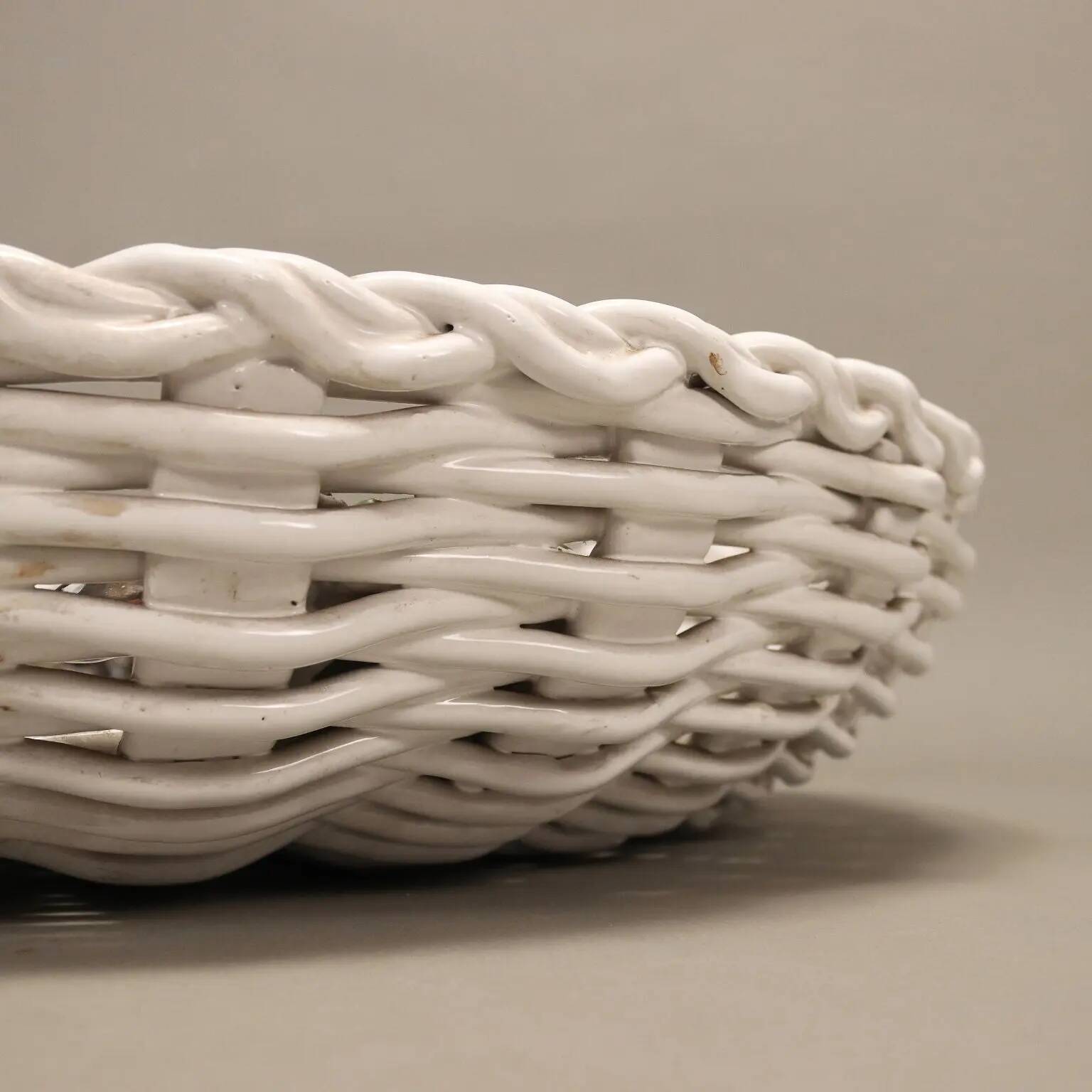 Vintage 1990s ceramic fruit basket by Man. Castellan, Italy.